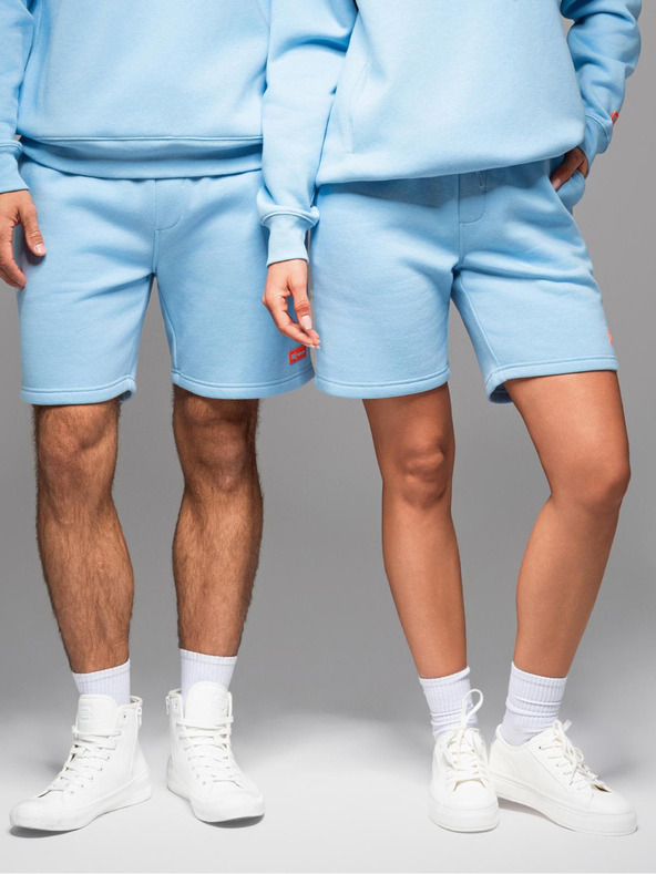 Ombre Clothing Унисекс спортни шорти с ребрест пояс - сини V8 OU-SRBC-0101 Ombre Clothing