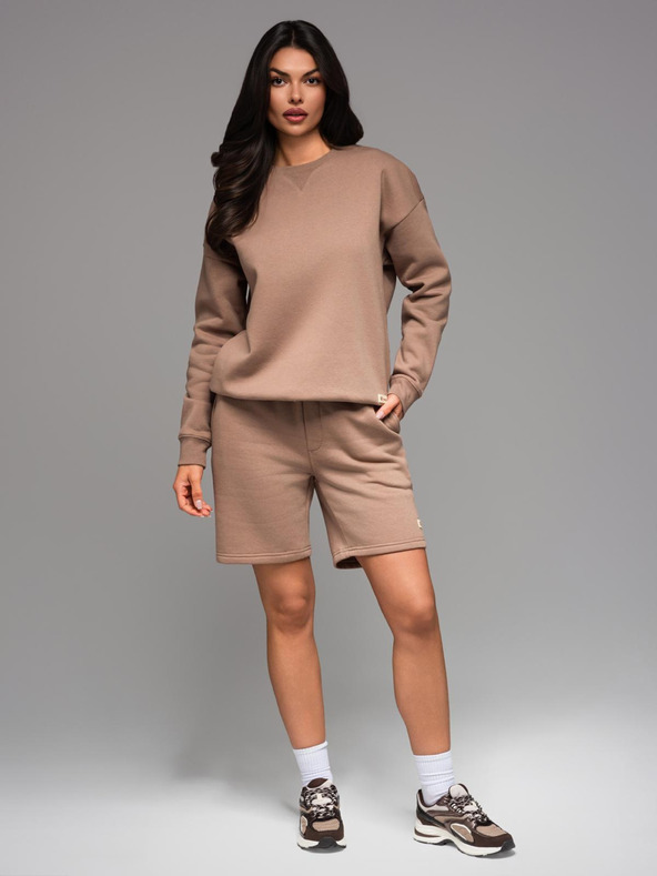 Ombre Clothing Унисекс спортни шорти с ребрест пояс - кафяви V16 OU-SRBC-0101 Ombre Clothing