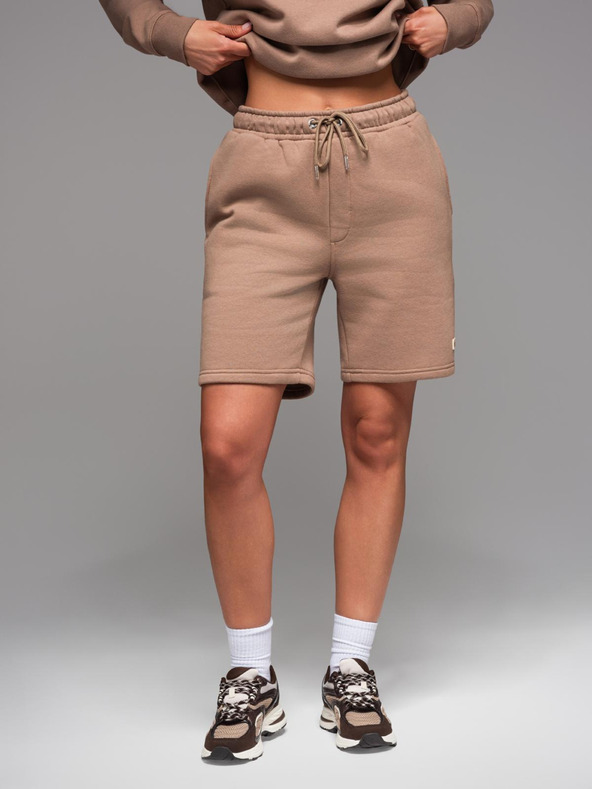 Ombre Clothing Унисекс спортни шорти с ребрест пояс - кафяви V16 OU-SRBC-0101 Ombre Clothing