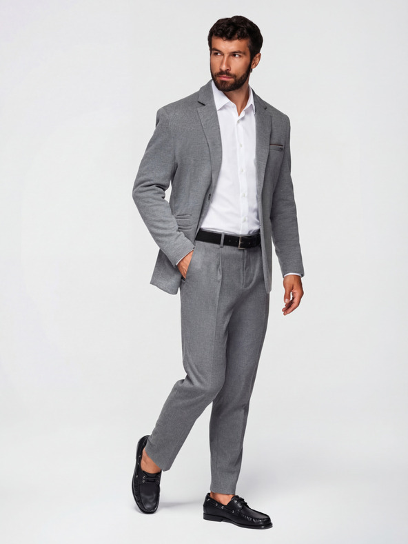 Ombre Clothing Мъжко плетено сако в приталено кроене - светло сиво V2 OM-BLZB-0100 Ombre Clothing