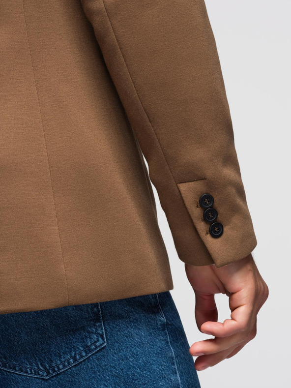 Ombre Clothing Мъжко плетено яке в приталено кроене - светло кафяво V4 OM-BLZB-0100 Ombre Clothing