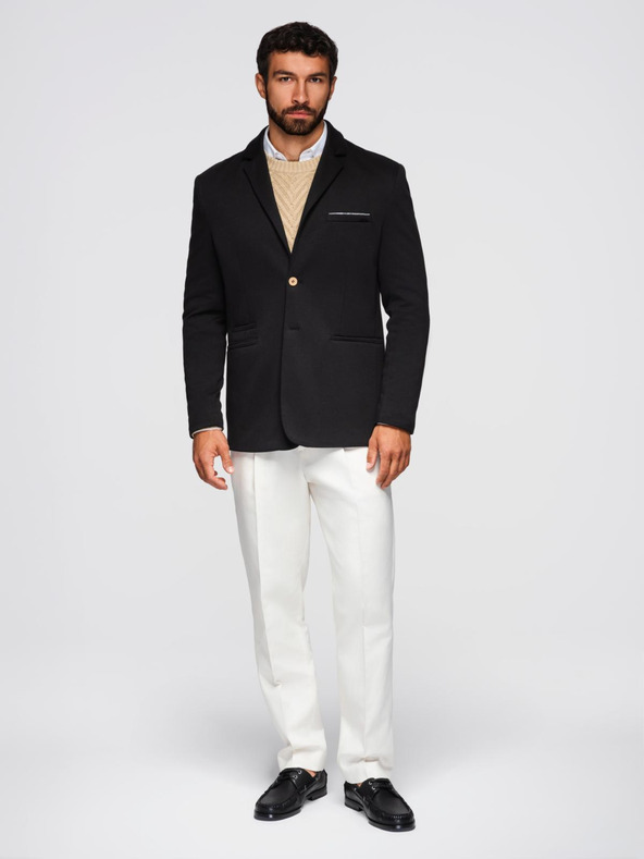 Ombre Clothing Мъжко плетено яке в приталено кроене - черно V5 OM-BLZB-0100 Ombre Clothing