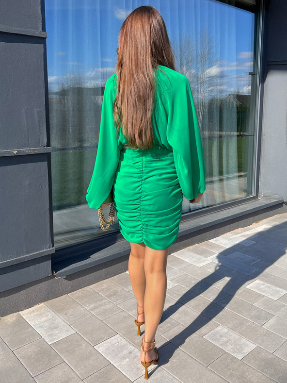 Edoti Дамски мини рокли с кръгъл деколте в приляга се кройка PERI DLR207 - зелени EDOTI