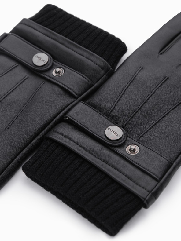 Ombre Clothing Мъжки сензорни кожени ръкавици - черно V1 OM-ACGL-0128 Ombre Clothing