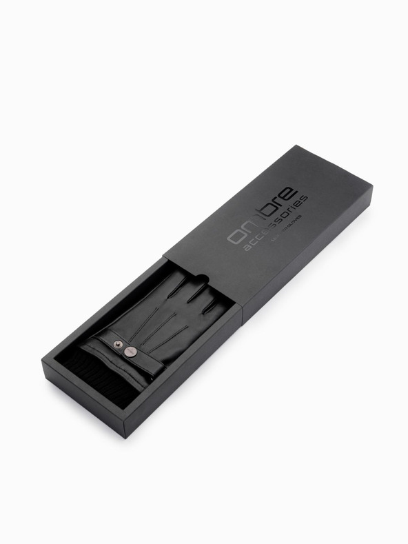 Ombre Clothing Мъжки сензорни кожени ръкавици - черно V1 OM-ACGL-0128 Ombre Clothing