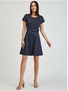 Orsay Тъмносиня дамска рокля на точки с колан ORSAY