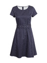 Orsay Тъмносиня дамска рокля на точки с колан ORSAY