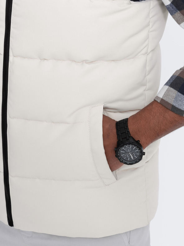 Ombre Clothing Черно-бежова мъжка ватирана жилетка Ombre Clothing