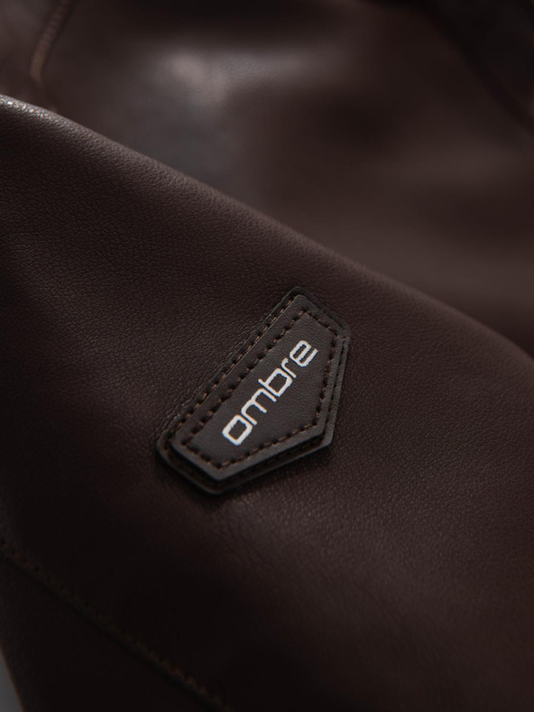 Ombre Clothing Тъмнокафяво мъжко кожено яке Ombre Clothing