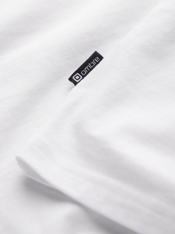 Ombre Clothing Бяла мъжка тениска с V-образно деколте Ombre Clothing