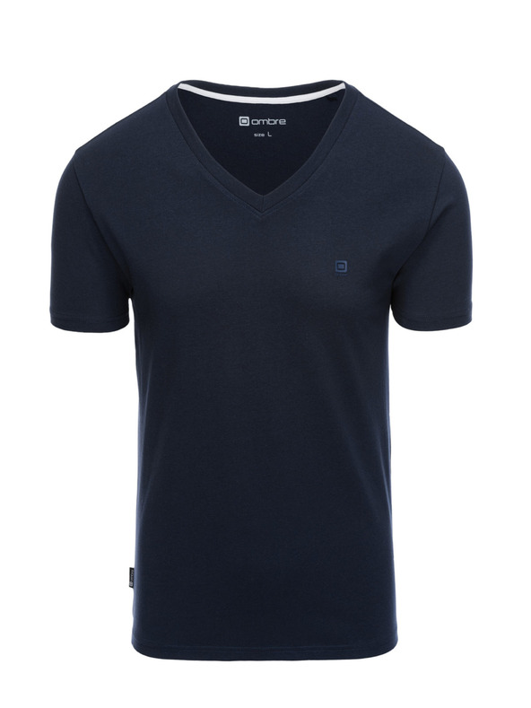 Ombre Clothing Тъмно синя мъжка тениска с V-образно деколте Ombre Clothing