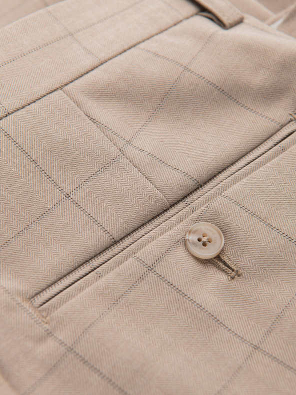 Ombre Clothing Светлокафяв мъжки кариран панталон Ombre Clothing