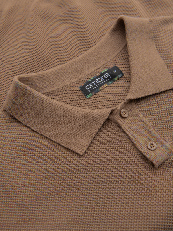 Ombre Clothing Светлокафяв мъжки поло блуза Омбре Облекло