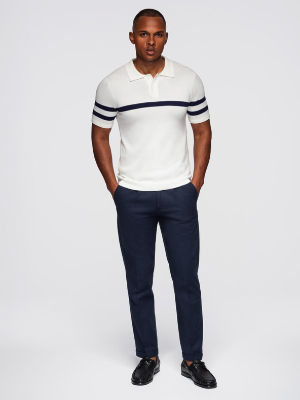 Ombre Clothing Бяла мъжка поло блуза Ombre Clothing