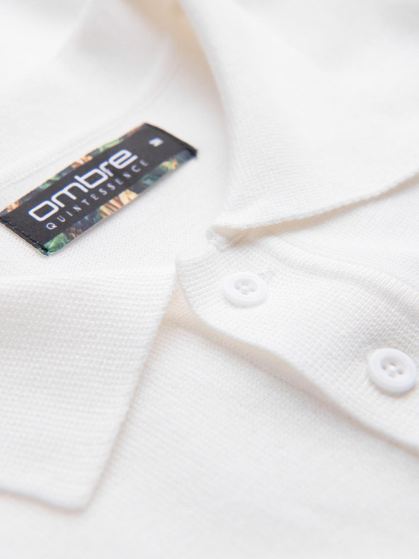 Ombre Clothing Бяла мъжка поло блуза Ombre Clothing