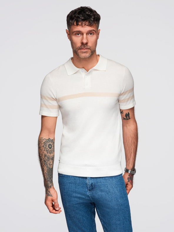 Ombre Clothing Кремава мъжка поло риза Ombre Clothing