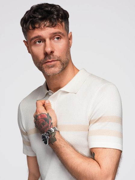 Ombre Clothing Кремава мъжка поло риза Ombre Clothing