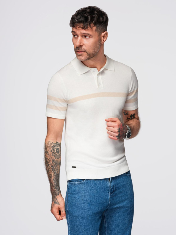 Ombre Clothing Кремава мъжка поло риза Ombre Clothing