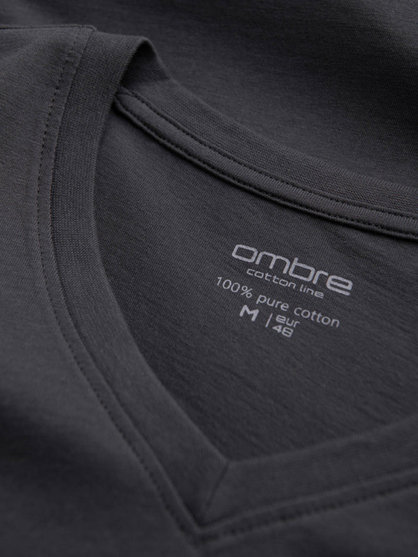 Ombre Clothing Тъмно сива мъжка основна тениска с V-образно деколте Ombre Clothing