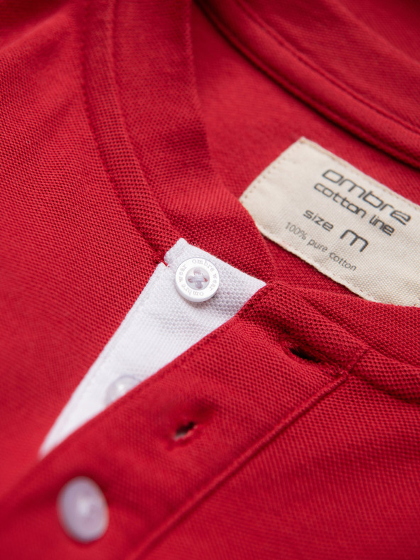 Ombre Clothing Червена мъжка поло риза Ombre Clothing