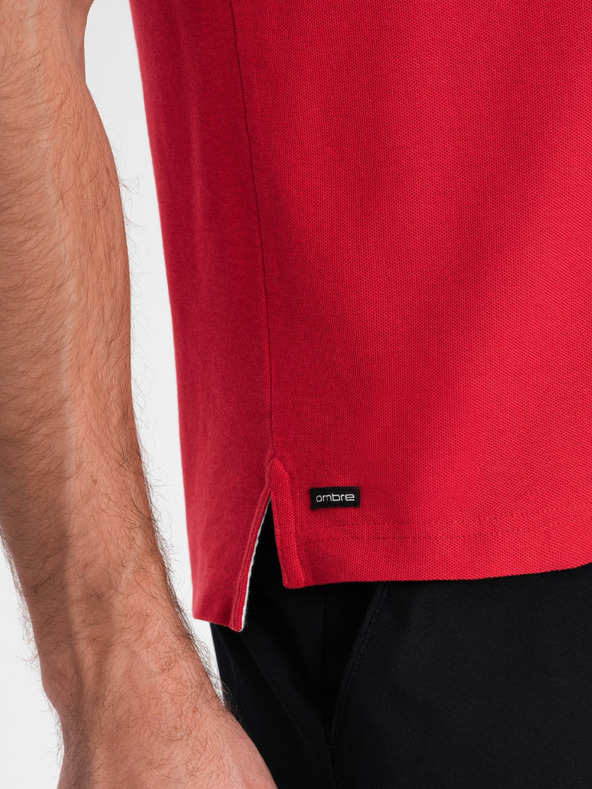 Ombre Clothing Червена мъжка поло риза Ombre Clothing