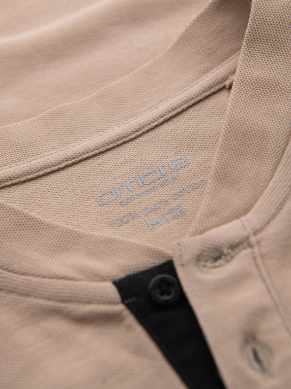 Ombre Clothing Бежова мъжка поло риза Ombre Clothing