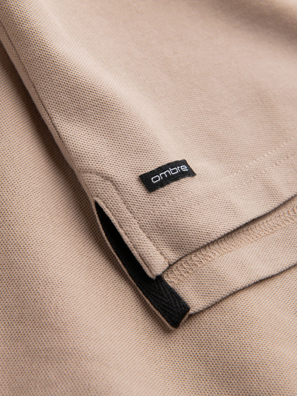 Ombre Clothing Бежова мъжка поло риза Ombre Clothing