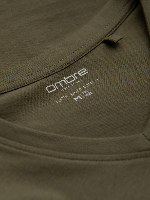 Ombre Clothing Мъжка основна тениска в цвят каки Ombre Clothing