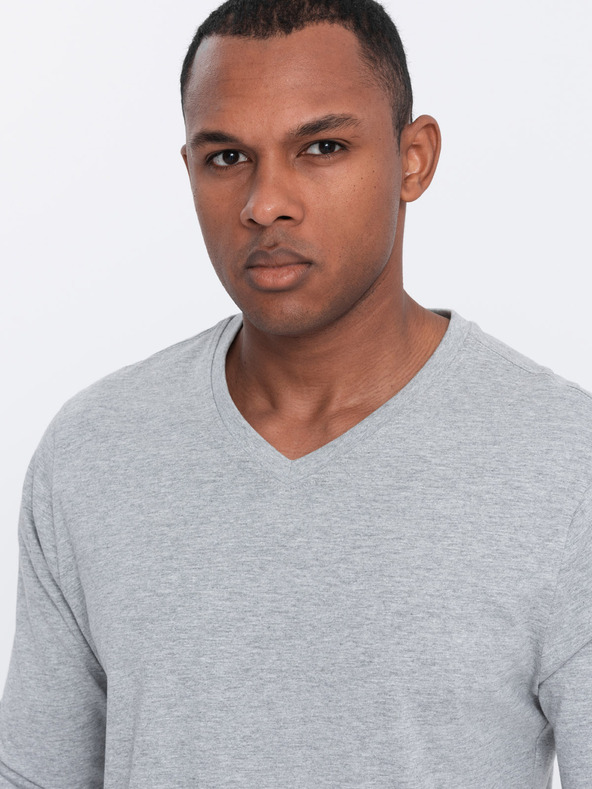 Ombre Clothing Светлосива мъжка основна тениска Ombre Clothing