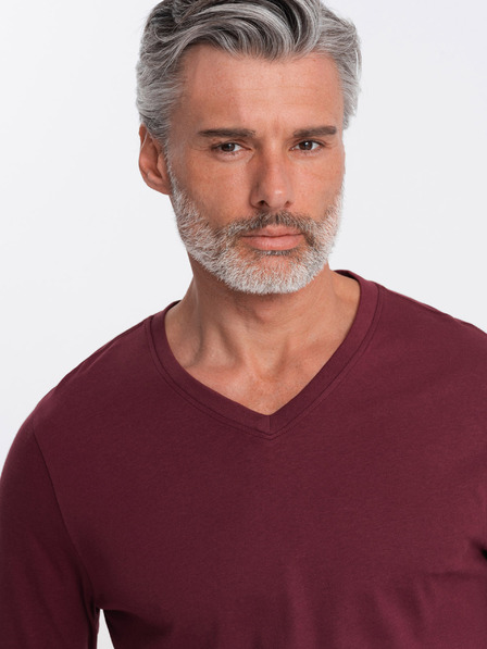 Ombre Clothing Мъжка основна тениска в цвят бордо Ombre Clothing