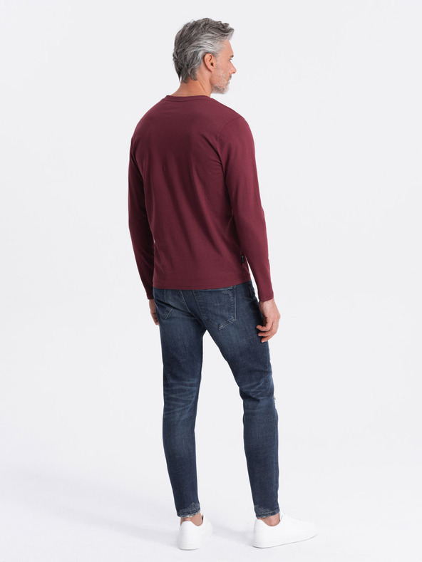 Ombre Clothing Мъжка основна тениска в цвят бордо Ombre Clothing