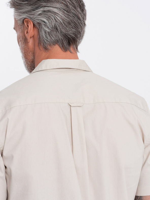 Ombre Clothing Кремава мъжка риза с къс ръкав Омбре Облекло