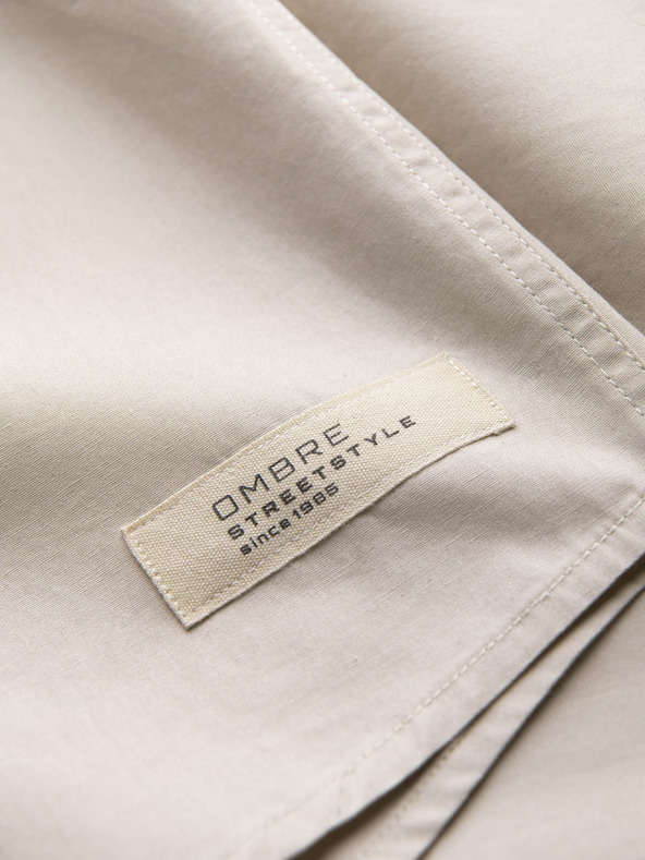 Ombre Clothing Кремава мъжка риза с къс ръкав Омбре Облекло