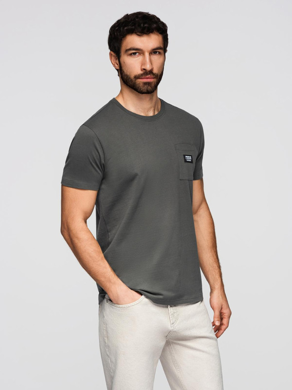 Ombre Clothing Мъжка свободна тениска с джоб Зелено облекло Ombre