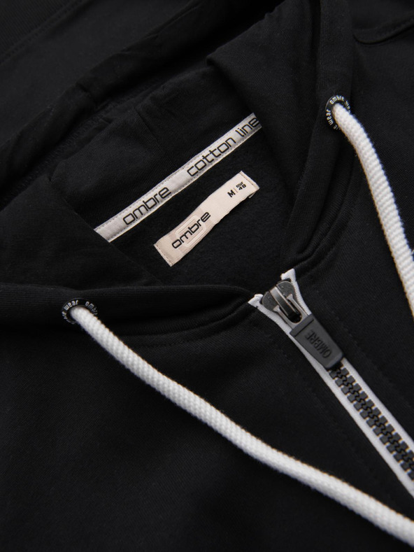 Ombre Clothing Черен мъжки основен суитчър с цип Ombre Clothing