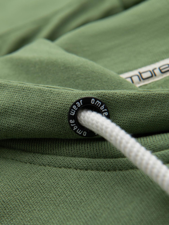 Ombre Clothing Зелен мъжки суитшърт с качулка Ombre Clothing