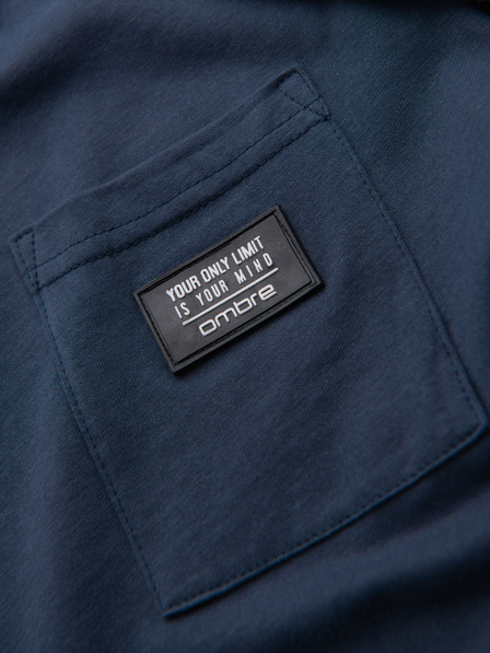 Ombre Clothing Тъмно синя мъжка тениска с джоб Ombre Clothing