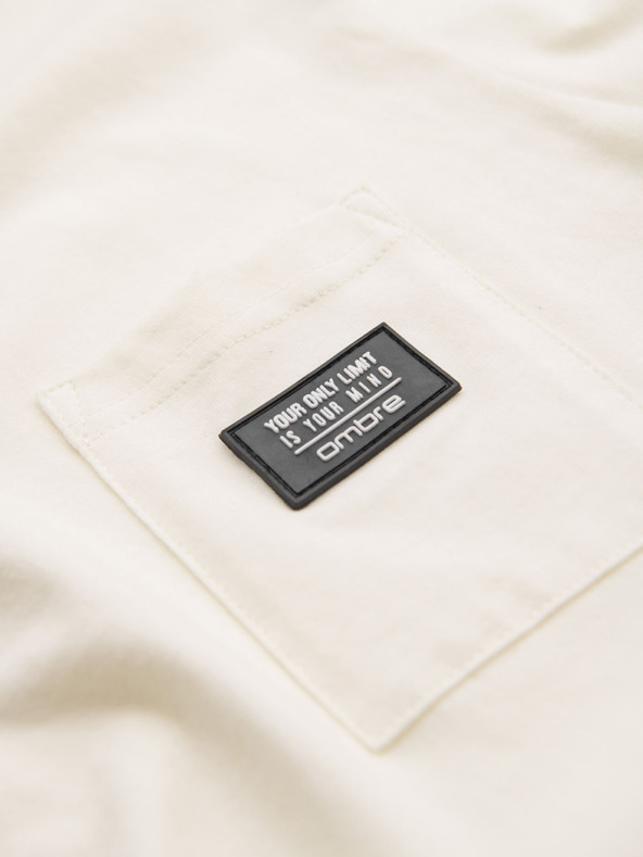 Ombre Clothing Кремава мъжка тениска с джоб Ombre Clothing