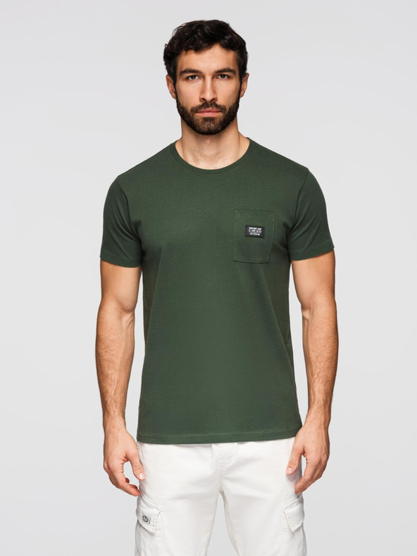 Ombre Clothing Зелена мъжка тениска с джоб Ombre Clothing