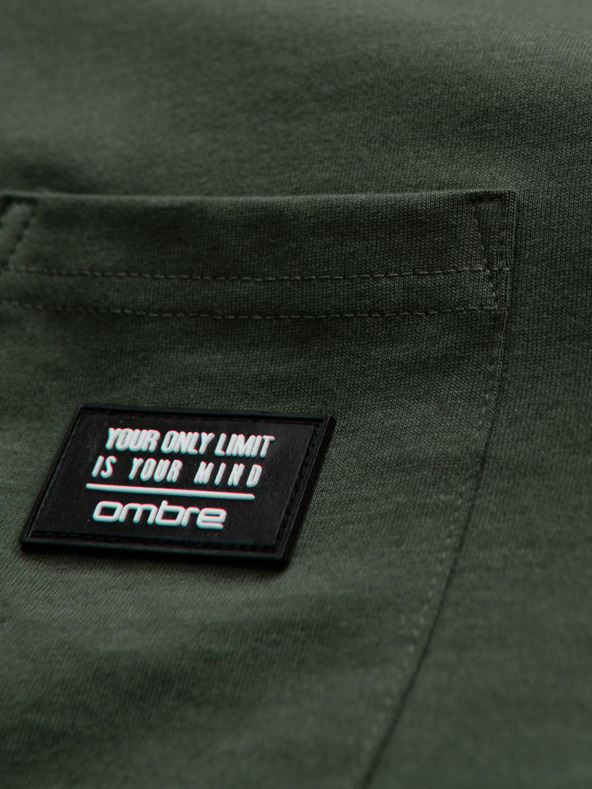 Ombre Clothing Зелена мъжка тениска с джоб Ombre Clothing