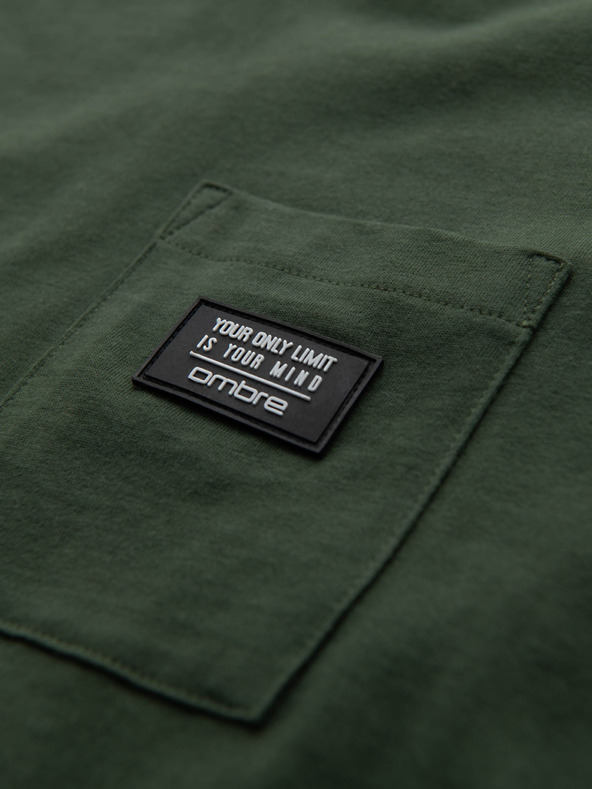 Ombre Clothing Зелена мъжка тениска с джоб Ombre Clothing