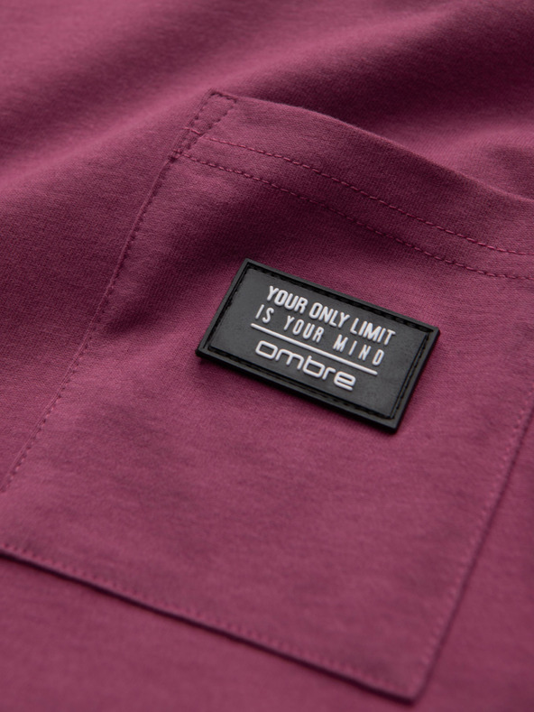 Ombre Clothing Тъмнорозова мъжка тениска с джоб Ombre Clothing