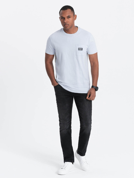 Ombre Clothing Светлосиня мъжка тениска с джоб Омбре Облекло