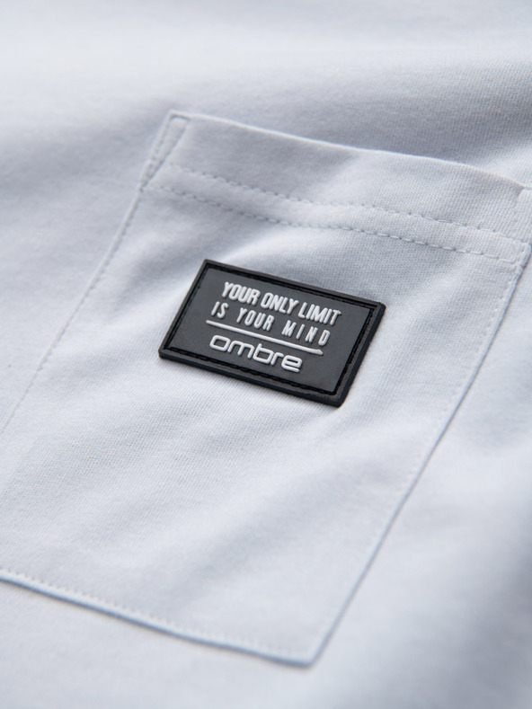 Ombre Clothing Светлосиня мъжка тениска с джоб Омбре Облекло