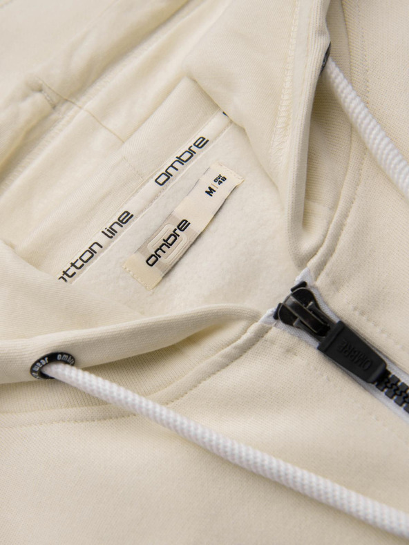 Ombre Clothing Кремав мъжки основен суичър с цип Ombre Clothing