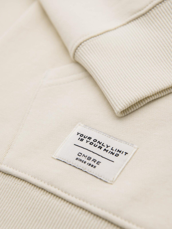 Ombre Clothing Кремав мъжки основен суичър с цип Ombre Clothing