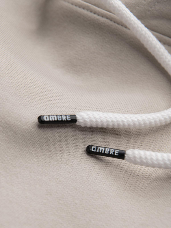 Ombre Clothing Бежово мъжко кенгуру с качулка Ombre Clothing