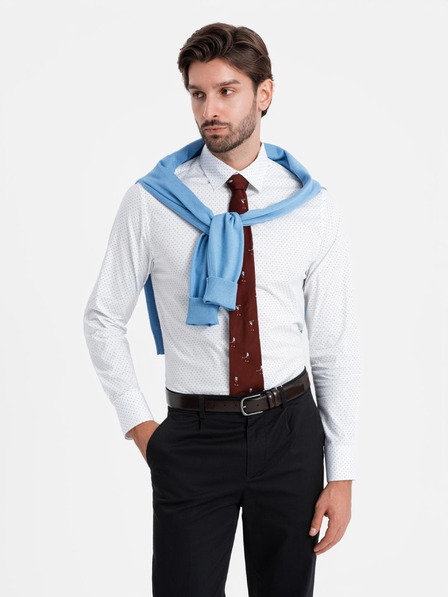 Ombre Clothing Бяла мъжка риза от памук Ombre Clothing