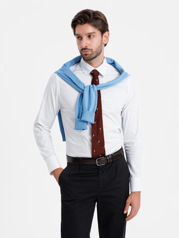 Ombre Clothing Бяла мъжка риза от памук Ombre Clothing