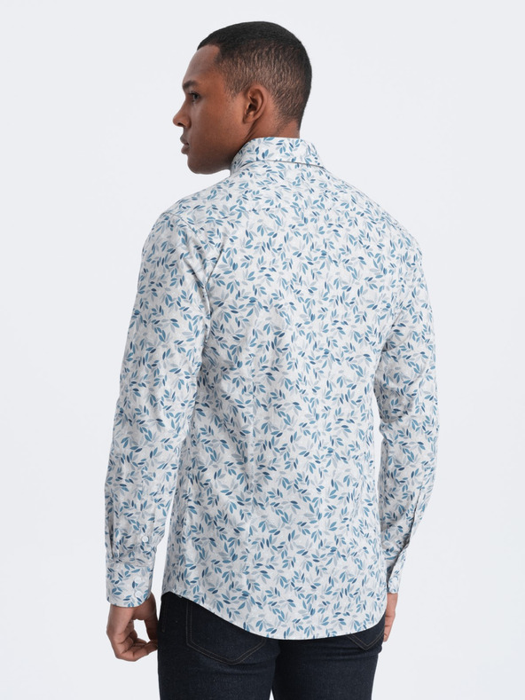 Ombre Clothing Сива мъжка риза с шарки Ombre Clothing